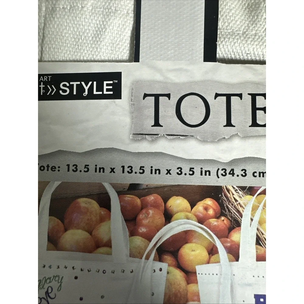 NEW - Styled Basics - Large White Canvas Tote Bag With Strap, 3-Pack